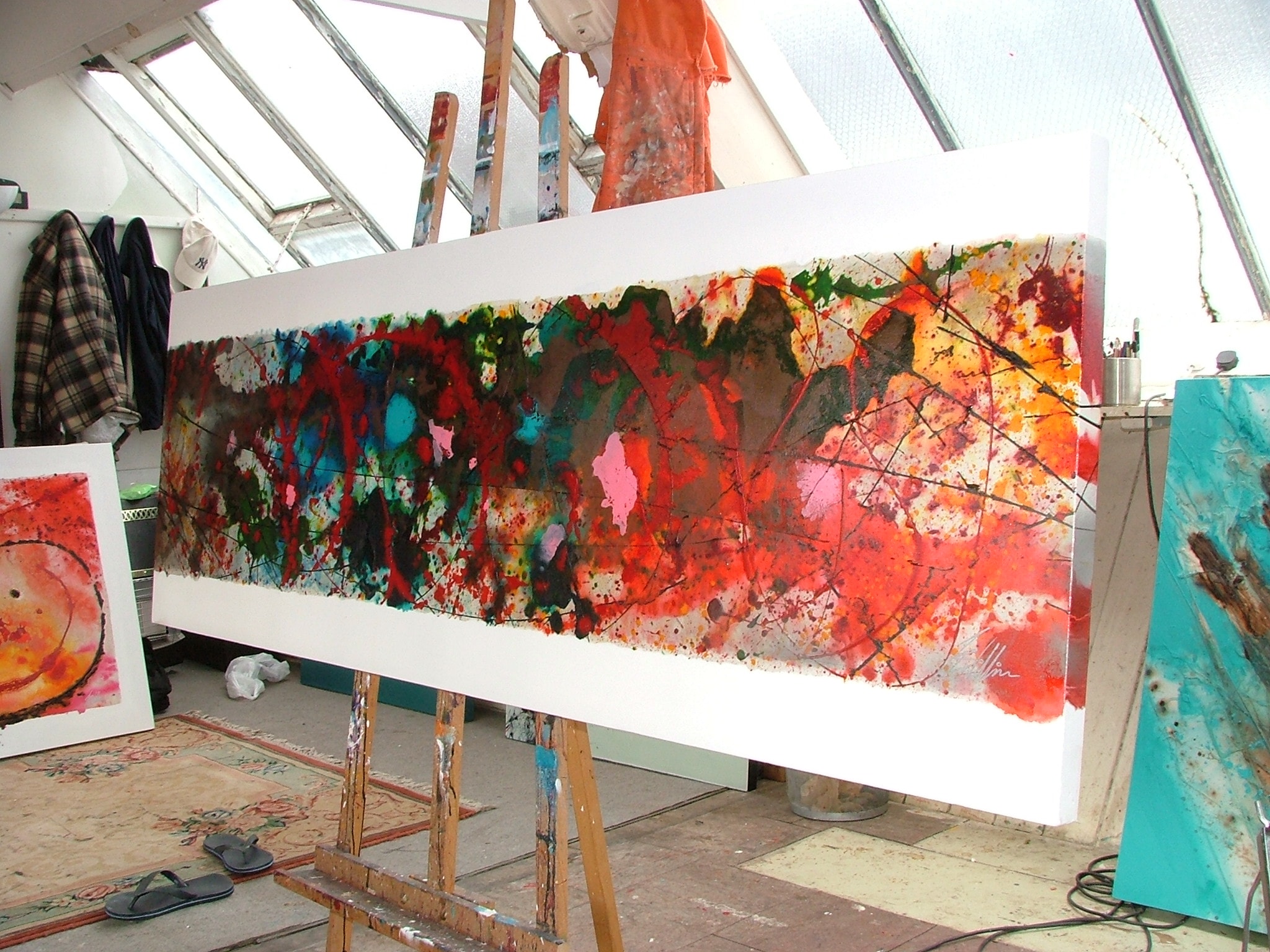 Wide panoramic canvas with explosive colour